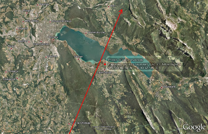 Vue satellite et direction général de la sphère lumineuse